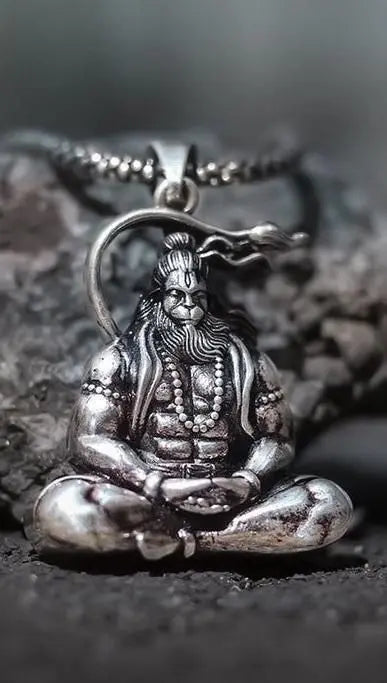 Hanuman Silver Locket With Chain Mayur61