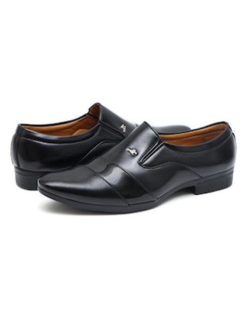 Solid black slip on shoes